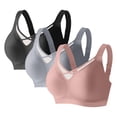 thumbnail image 2 of Mceream 3 Pack Jelly Bras for Women Plus Size Push up No Underwire Supportive Wireless Sport Bras Supportive Full Coverage Bralette Everyday Bras Gray XXL, 2 of 9