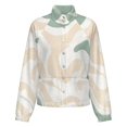 thumbnail image 5 of Jackets for Women Winter Coat Jackets Flannel Stand Collar Jacket(Abstract Pastel Wavy Design Background,Size:S-4XL), 5 of 7