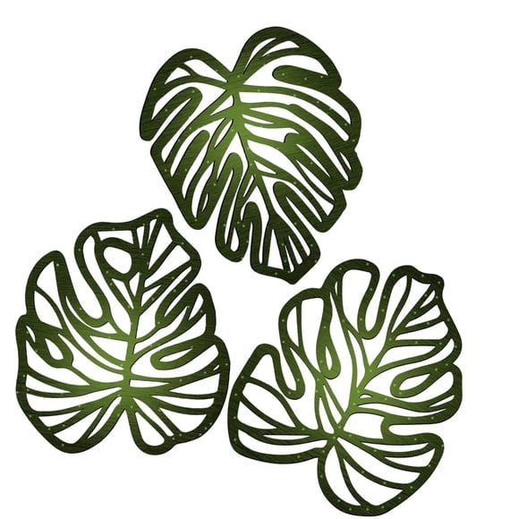 GROWTH TANK 3 Pieces Palm Leaves Wood Wall Decor Artwork for Entryway Sofa Backdrop Shop Green