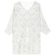 thumbnail image 6 of Heisall Women's 3/4 Sleeve Crochet Tops V Neck Hollow Out Knit Loose Fit Casual Tops Lightweight Breathable Spring Summer Outfits, 6 of 6