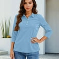 thumbnail image 6 of Garbnen Polo Shirt Women 3/4 Sleeve Tops for Women Collared V Neck Half Sleeve Work Tops for Women, 6 of 6