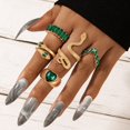 thumbnail image 1 of Conjunto de anillos con forma de serpiente de cristal colorido para mujer, anillos geométricos de Color dorado con corazón de mariposa a la moda, joyería para dedo de boda para mujer Dengxun unisex, 1 of 2