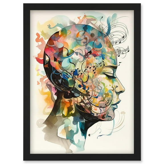 Euterpe's Melody Vision Musician Muse Inspiration Modern Watercolour Painting Artwork Framed Wall Art Print A4