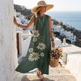 thumbnail image 5 of Xixirimido Vintage Daisy Green Print Maxi Dress for Women Crewneck Sleeveless Dresses A-line Casual Flowy Summer Beach Long Sundresses with Pockets Vacation Wear, X-Large, 5 of 7