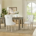 thumbnail image 3 of Farmhouse Rectangular Kitchen Nook Table Set for 4, Wood Table& 4 Chenille Upholstered Dining Chairs with Diamond Tufted Parsons Chair, Luxury Dining Furniture 5 sets for Dining Hub,Living Room, 3 of 9