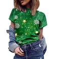 thumbnail image 4 of Fesfesfes Oversized Tshirt Women T-shirts Causal Round-Neck Snow Printing Blouse Short Sleeve Shirt Winter Tops Gym Shirts 12(XXL), 4 of 7