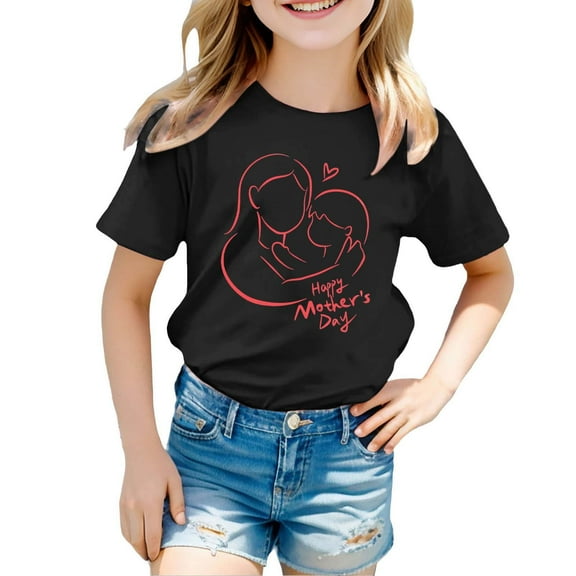 Hiijoy Infant Girls Mother's Day Graphic T Shirt Casual Short Sleeve T-Shirt, Sizes 1-9