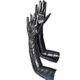thumbnail image 2 of Ljudmp Womens Shiny Black Patent Leather Gloves Punk Style Elbow Long Gloves for Party Dance Club Costumes Black 2Pairs, 2 of 6