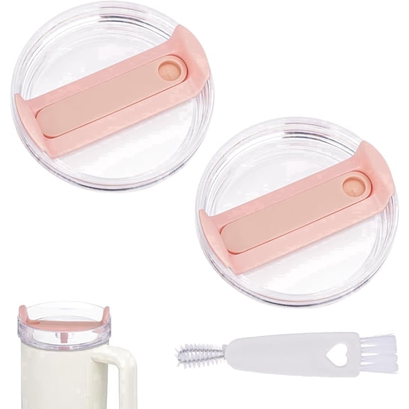 2 Pcs Pink 40 oz Tumbler Lids Compatible with Stanley, Replacement Spill-Resistant Lids with Straw Opening for 40 oz Tumbler, Mug, Lowball