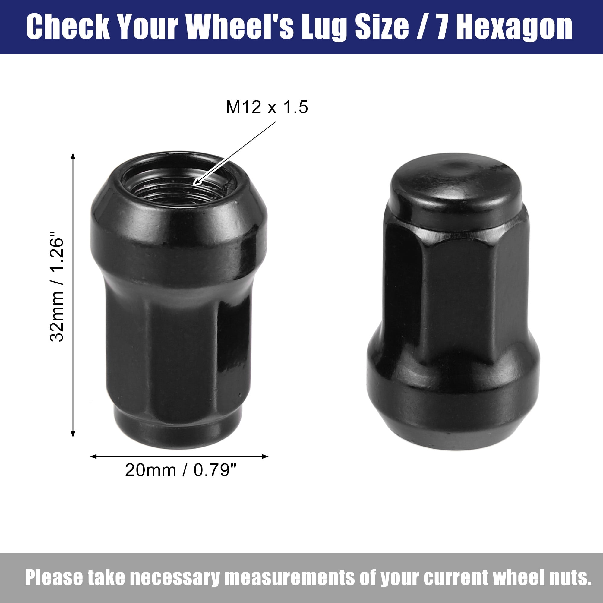 Unique Bargains M12x1.25 Car Wheel Hex Lug Nut with Socket Key 21 Piece Set Black