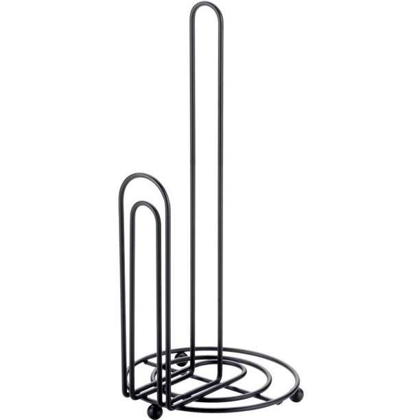 Home Basics Double Wire Steel Paper Towel Holder, Black