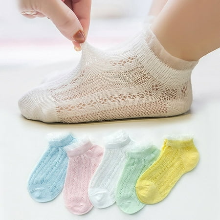 

PIKADINGNIS 5 Pairs/lot Newborn Baby Socks Boys Girls Summer Socks Kids 100% Cotton Breathable Thin Baby Boy Socks Mesh Infant Boat Sock