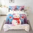 thumbnail image 2 of Manfei Kids Cute Snowman Bedding Comforter Set 7-Piece for Boys Girls, Winter Snowflakes King Bedding Sets, Jungle Pine Tree Starry Sky Bed Sheets, Lightweight Room Decor, 2 of 8