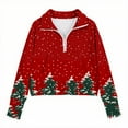 thumbnail image 4 of Lorytime Girls Sweatshirts with Thumb Holes Boys Christmas Tree Shirt Mock Neck Long Sleeve Half Zip Tops Pullover, 4 of 5