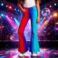 thumbnail image 4 of Teen Girls pants Color Block Kids Bottom Trousers Fashion Stretchy Denim Casual Autumn Flowy Pants For Girls With Pocket Size 13-14T, 4 of 4