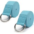 thumbnail image 1 of Paquete de 2 correas de yoga azules (6 pies), banda elástica con hebilla de anillo en D de metal ajustable, estiramiento para ejercicios y fitness para yoga, pilates, fisioterapia, 1 of 5