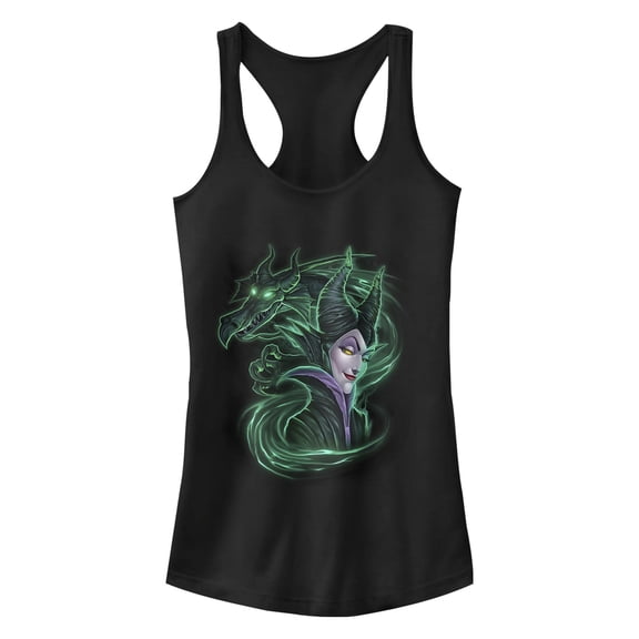 Junior's Sleeping Beauty Maleficent Dragon Swirl Racerback Tank Top