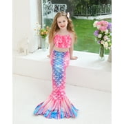 2026 Girls Swimming Mermaid Tail Sets Kids Mermaid Swimsuit Beawear 3-12Years