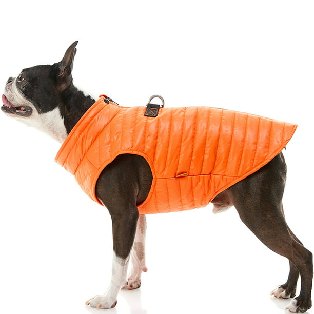 Gooby Puffer Vest Dog Jacket - Orange, Medium - Ultra Thin Zip Up Wind  Breaker with Dual D Ring Leash Water Resistant Small Dog Sweater