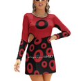 thumbnail image 1 of Robe Rouge Col Carré Grande Taille Élégante pour Femmes, 1 of 5