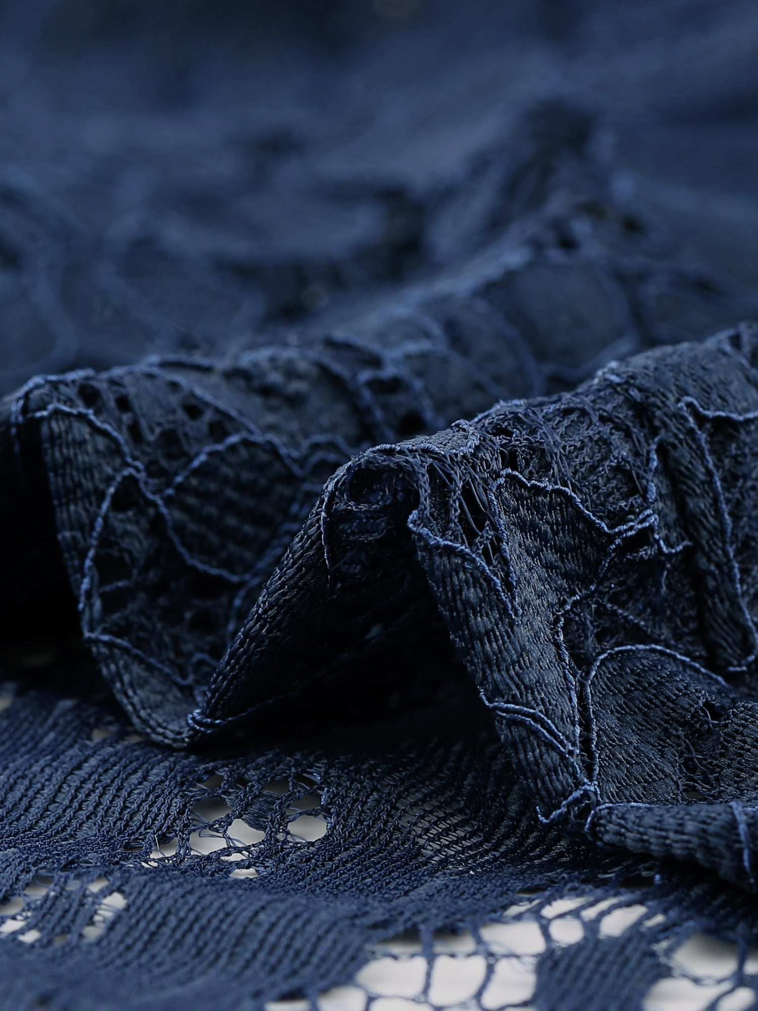 DARING DIVA Women's Ruffled Hem Floral Lace Crop Shrug Cardigan XL Dark Blue