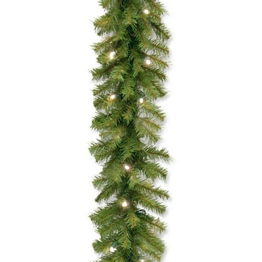National Tree Company Pre-Lit Artificial Christmas Garland, Green, Norwood Fir, White Lights, Plug In, Christmas Collection, 9 Feet