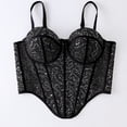 thumbnail image 6 of ZQUUVOU Women's Mesh Bustier Corset Spaghetti Strap Crop Top Underbust Night Out Underwire Bustier Corset Top Camisole Black, 6 of 6