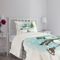 thumbnail image 3 of Ambesonne Snowman Quilted Bedspread Set 2 Pcs, Skating Xmas Tree Snow, Twin Size, Multicolor, 3 of 5
