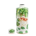 thumbnail image 2 of CC Home Furnishings Flamingo Leaf Porcelain Lidded Jar - 17.75" - White and Green, 2 of 5