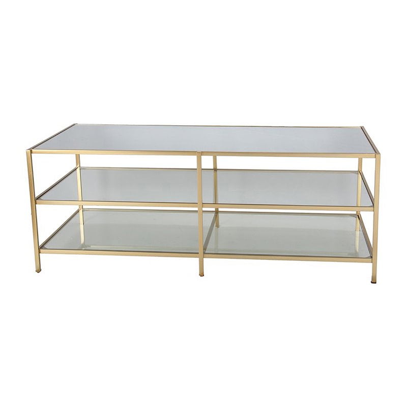 Privilege 47" 3Tiered Modern Metal/Glass TV Stand with Mirrored Tops