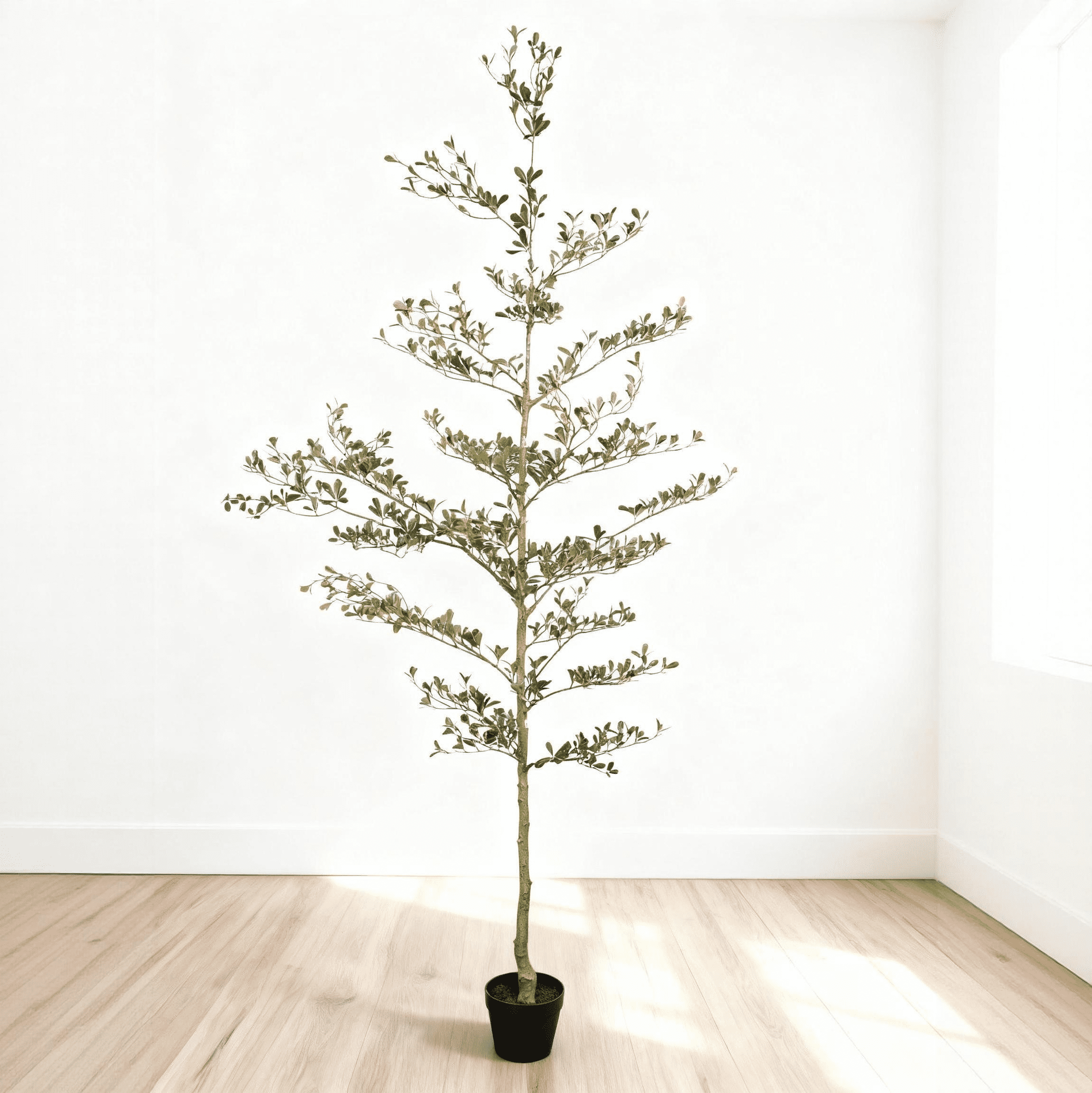 7FT Artificial Olive Tree with Black Plastic Pot,Realistic Tall Fake Plant for Indoor Home Living Room Decor