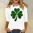 thumbnail image 4 of Aofany 3/4 Length Sleeve Womens Tops Irish Shamrock Print St Patricks Day Shirt Women Crew Neck Pullover Graphic Tee Tops Saint Patricks Day T Shirts, 4 of 4
