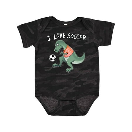 

Inktastic I Love Soccer-Dinosaur in Orange Gift Baby Boy or Baby Girl Bodysuit
