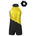 thumbnail image 3 of YONGHS Leotards for Girls Gymnastics Dance Biketards with Hair Tumbling Athletic Jumpsuit Yellow&Black 8, 3 of 7