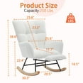 thumbnail image 4 of SENCHO GINSYTALIOR Rocking Chair Nursery with Foot Rest,Upholstered Glider Chair with High Backrest, Rocker Accent Armchair with Solid Wood Legs for Nursery Bedroom Living Room（Beige）, 4 of 8