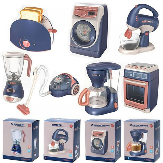 Kids Pretend Play Kitchen Toy Assorted Kitchen Appliance Toys with Mixer, Blender and Toaster Play Kitchen Accessories