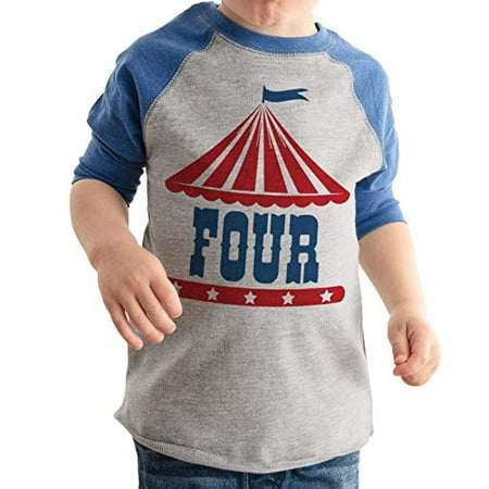 

7 ate 9 Apparel Boy s Birthday Four Circus Blue Raglan