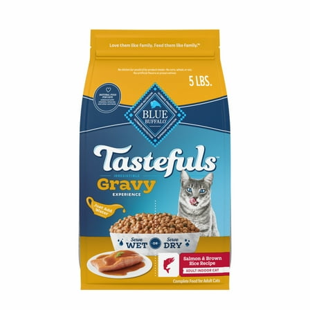 Blue Buffalo Tastefuls Salmon Irresistible Gravy Experience Dry Food for Cats, 5-lb Bag