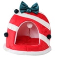 thumbnail image 3 of OULII Cute Cat Cave in Red Fabric for Warmth in Winter 1Pack, 3 of 6