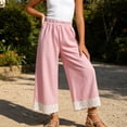 thumbnail image 4 of SHTXOZHI Girl's Wide Leg Pants Loose Elastic Waist Lace Trimmed Pants Casual Outdoor Boho Beach Vacation Bottoms, 4 of 4