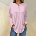 thumbnail image 2 of Breezora Womens Long Sleeve V Neck Button Down Shirt with Dropped Shoulder and Rounded Hem M Size Pink, 2 of 5
