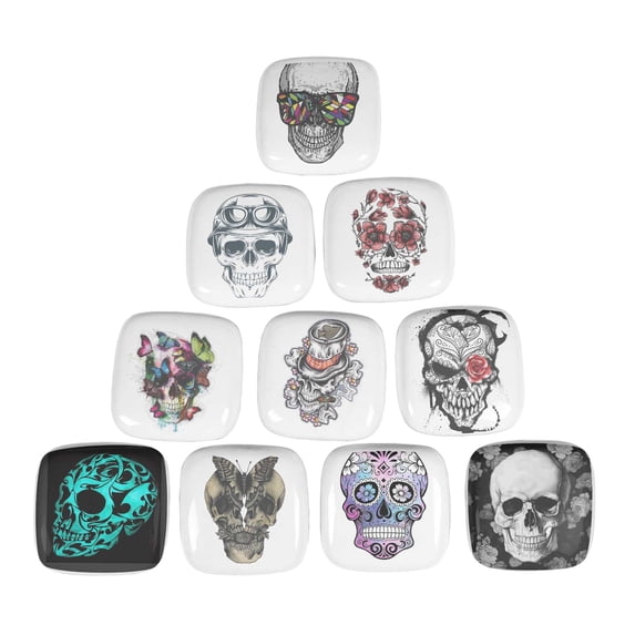 IBA Indianbeautifulart Multicolor Mix Skull Square Ceramic Cabinet Knobs Furniture Knobs For Dressers