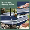 thumbnail image 5 of Round Outdoor Tablecloth with Umbrella Hole and Zipper, Farmhouse Navy Blue Tablecloth with Elastic Waterproof, Farmhouse Blue Line Striped Patio Table Covers for 45" - 54" Picnic Pool Tables, 5 of 9