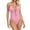 Pink, variant on Sexy Lace Up 1 Piece Swimsuit Deep V Neck Bathing Suits Pink Womens Swimsuits