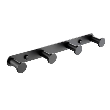 O'Force Towel Hook Matte Black Stainless Steel Towel Robe Coat Rack Rows of Four Hooks Bathroom Accessories for Home Storage Organization, Wall Mounted