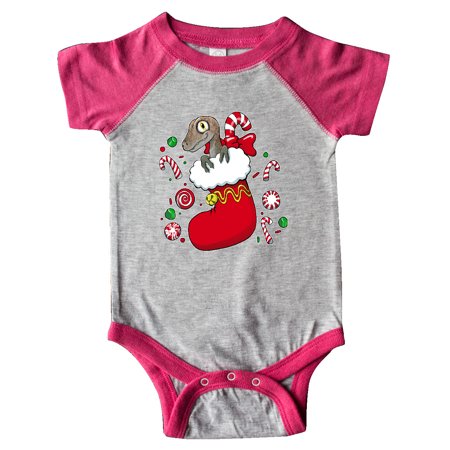 

Inktastic There s a Dinosaur in my Christmas Stocking with Candy Canes Gift Baby Boy or Baby Girl Bodysuit