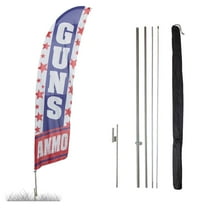 Vispronet Guns & Ammo Feather Flag Kit, 13.5ft Flag with Pole Set, Ground Stake, Pole Sleeve Bag