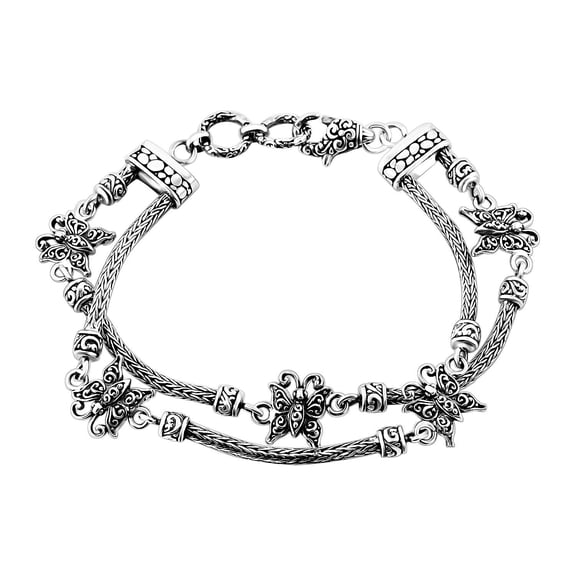 BALI LEGACY 925 Sterling Silver Butterfly Bracelet for Women Jewelry Size 8" Birthday Christmas Gifts