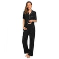 thumbnail image 2 of Ekouaer Womens Button-Down Pajama Set Soft Short Sleeve Sleepwear with Long Pants, 2 of 6