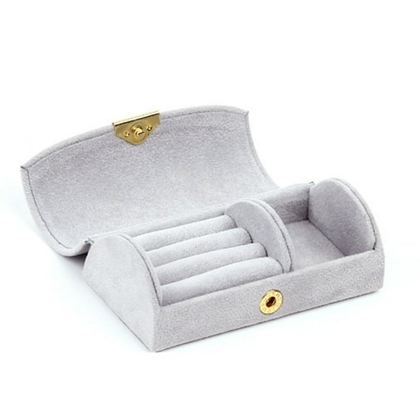 Caja de joyería con tapa de terciopelo, cara de arco, cajas de paquete de Color sólido portátiles, soporte de almacenamiento liso duradero, Almacenamiento y organización del hogar gris claro Advancent HA075374-04
